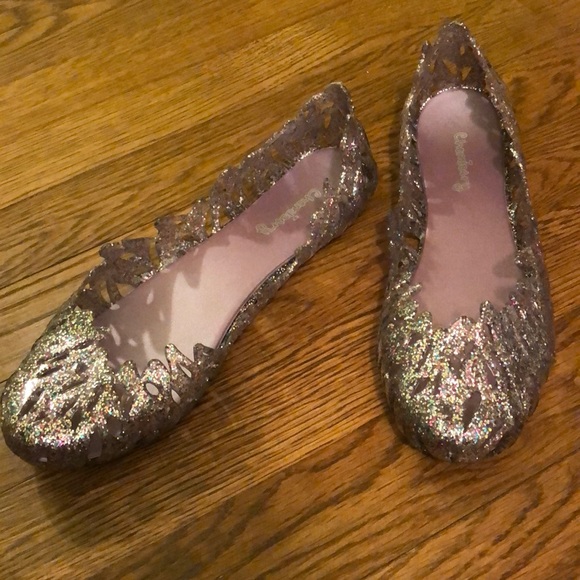 chemistry Shoes - Purple glitter jelly flats